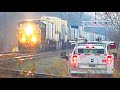 2 CSX Trains Meet Pickup Truck Plus More Trains!