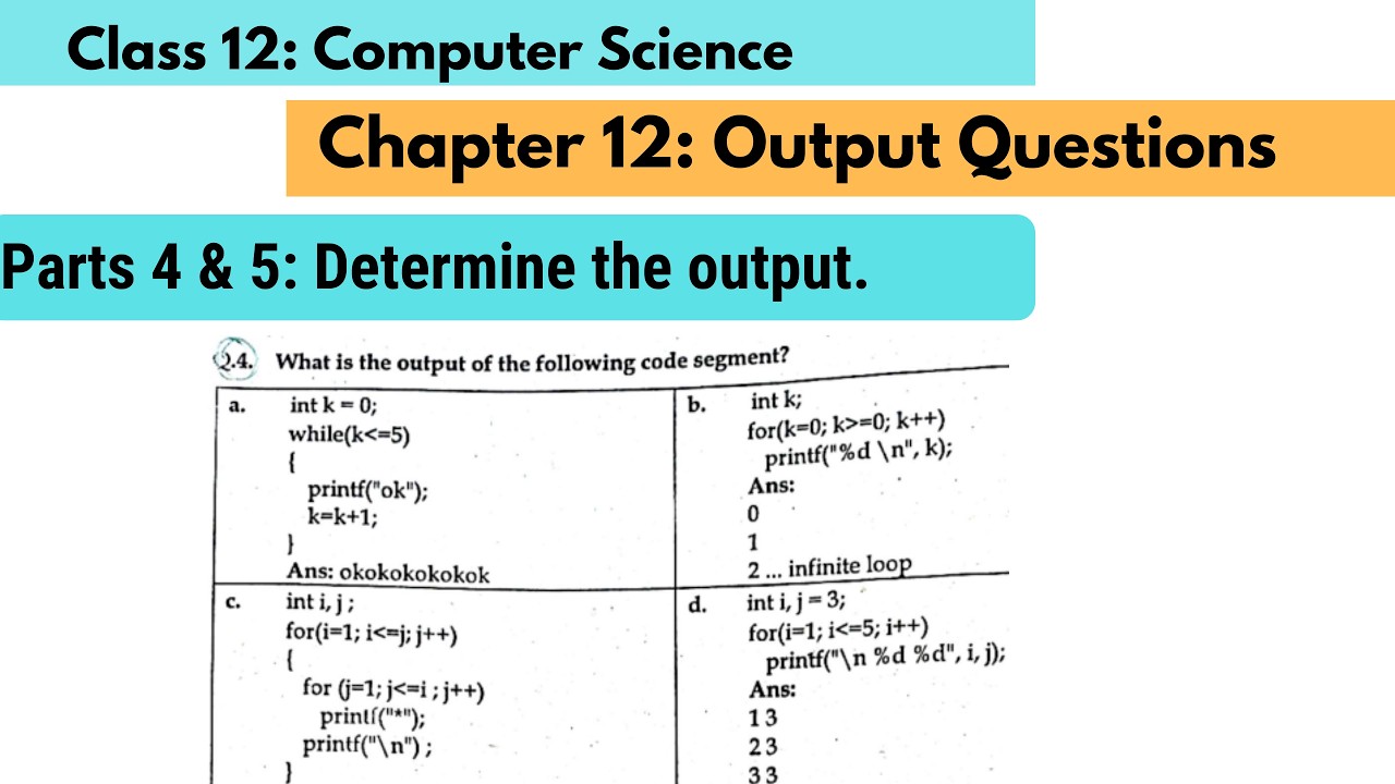 Class 12 Computer Science | Chapter 12 Output Questions Parts 4 & 5 ...