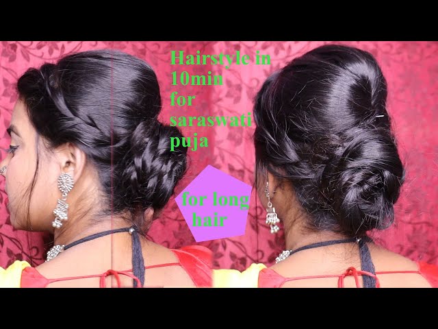 Beautiful hairstyle for puja/wedding/party❤️ #hairstyles #hairstyle  #hairstylesforgirls #hairlove #hairfashion #hairtrends #hairtut... |  Instagram
