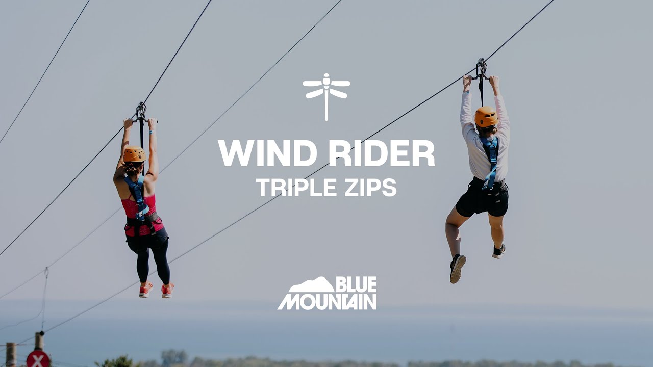 Blue Mountain Adventure Park: Wind Rider Triple Zips - YouTube