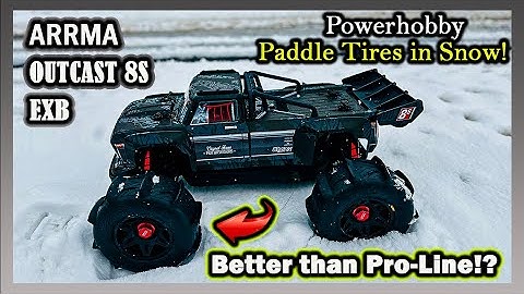 ARRMA OUTCAST EXB 1/5 Scale with Powerhobby X Rooster Belted Tires in Heavy Snow!! @josephsrc