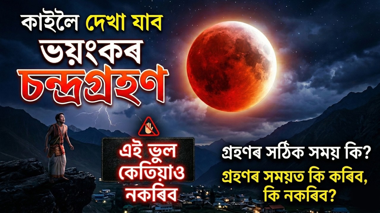 🔴 মঙলবাৰে পূৰ্ণগ্ৰাস চন্দ্ৰগ্ৰহণ | কেতিয়া গ্ৰহণ আৰম্ভ, কেতিয়া শেষ? কি কি নিষেধ? সময়সূচী জানি লওক