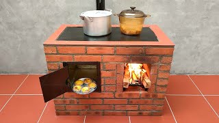 How to make a wood stove and oven, with bricks and cement, a 2 in 1 wood stove