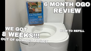 OGO compost toilet 6 month review how to refill what we use travelling Australia with a new born