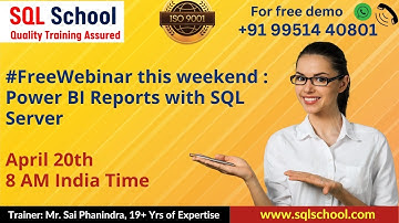 #FreeWebinar this weekend : #PowerBI Reports with #SQLServer