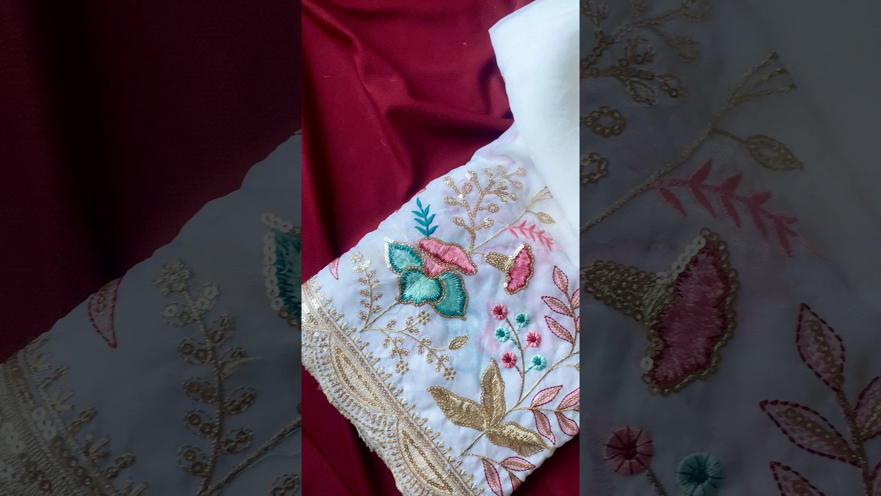 Pure Georgette Chiffon Embroidery Saree