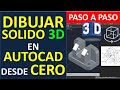 Dibujar sólido 3D en AutoCAD para principiantes - pieza mecánica- Box Cylinder Presspull Fillet 3D