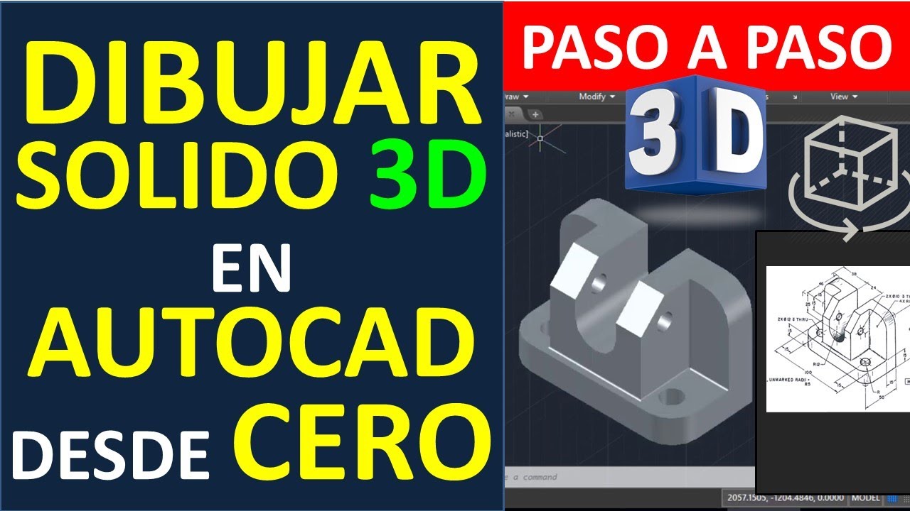 Dibujar sólido 3D en AutoCAD para principiantes pieza 