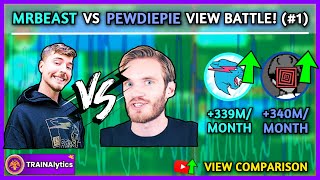 PewDiePie vs. MrBeast VIEW BATTLE: Part 1 (PewDiePie vs. T-Series, Minecraft, & More!) | 2018-2019