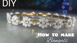 old to new bangals diy with white beads and stones,❤️✨#trending #youtubevideo