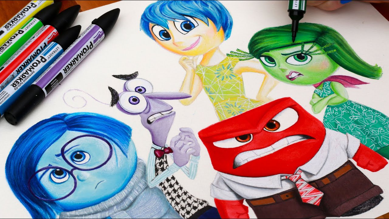 INSIDE OUT ☼ Drawing Riley's Emotions ☼ Sadness Fear Joy Anger ...