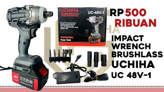 CORDLESS IMPACT WRENCH BRUSHLESS uchiha mesin pembuka baut 1 baterai