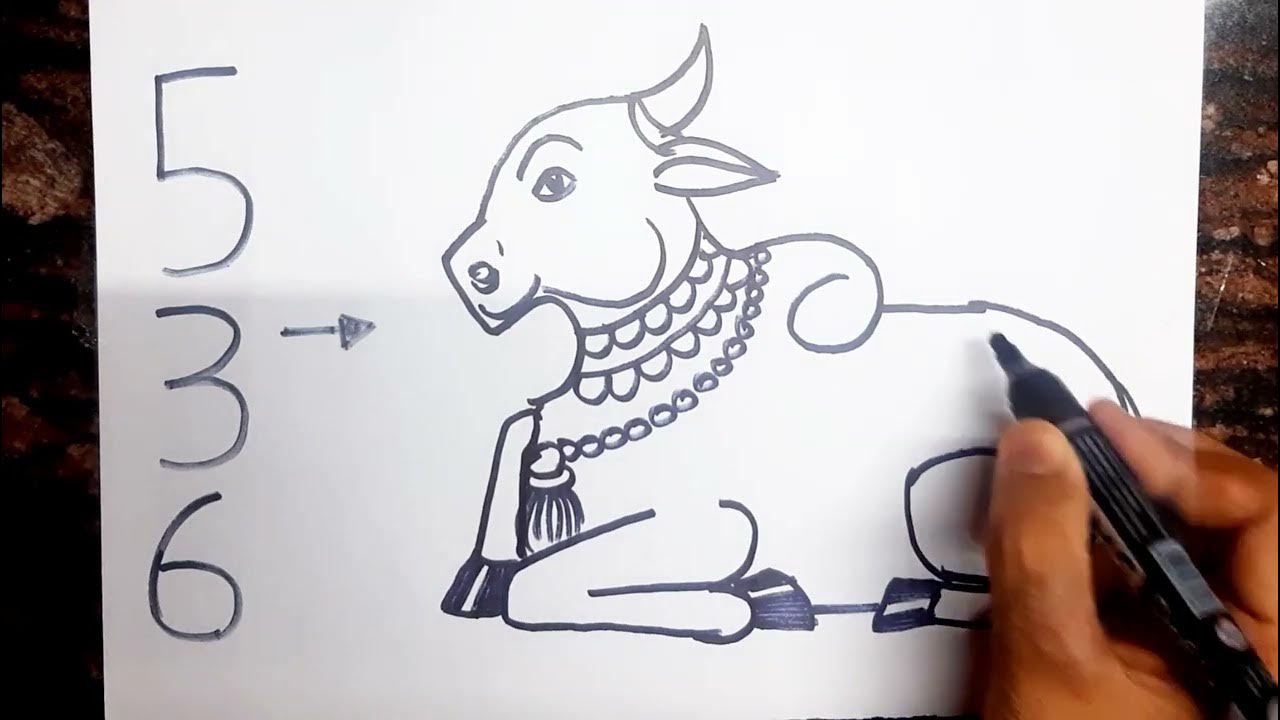 Lord Shiva Nandi Drawing // How to draw Nandi - YouTube