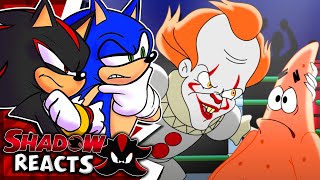 Sonic \& Shadow REACT To Pennywise Vs Patrick - Cartoon Beatbox Battles!