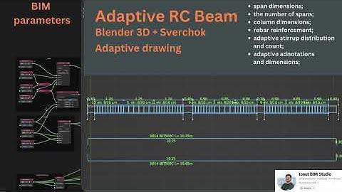 Full adaptive RC Beam reinforcement drawing using Blender 3D and Sverchok.