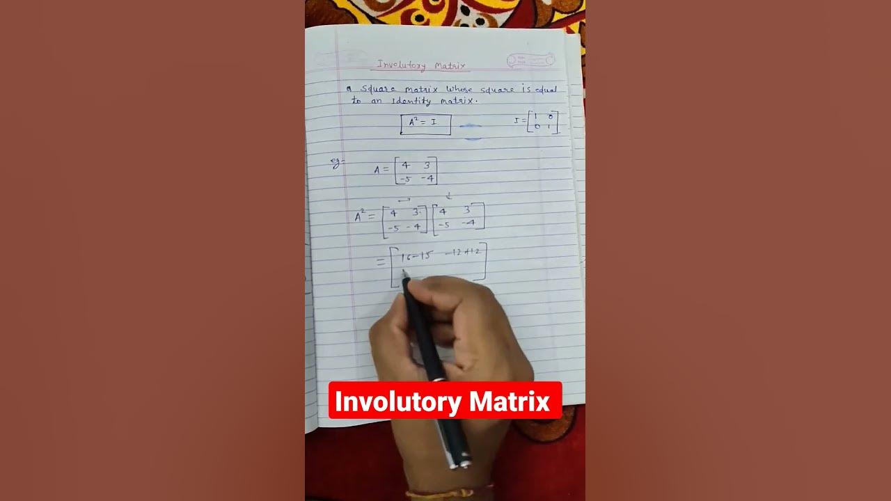 Involutory matrix types of matrix matrixclass12 shortvideo 