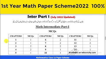 11th Math Paper Pattern 2022 || 11th Class Maths Paper 2022 || 11th Class Math Pairing Scheme 2022