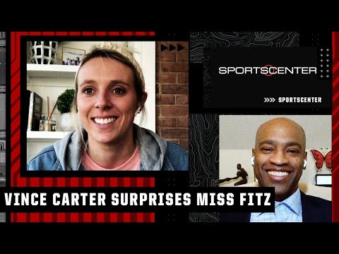 Vince Carter surprises Miss Fitz, a teacher that sank a deep shot to win her students hot chocolate🏀
