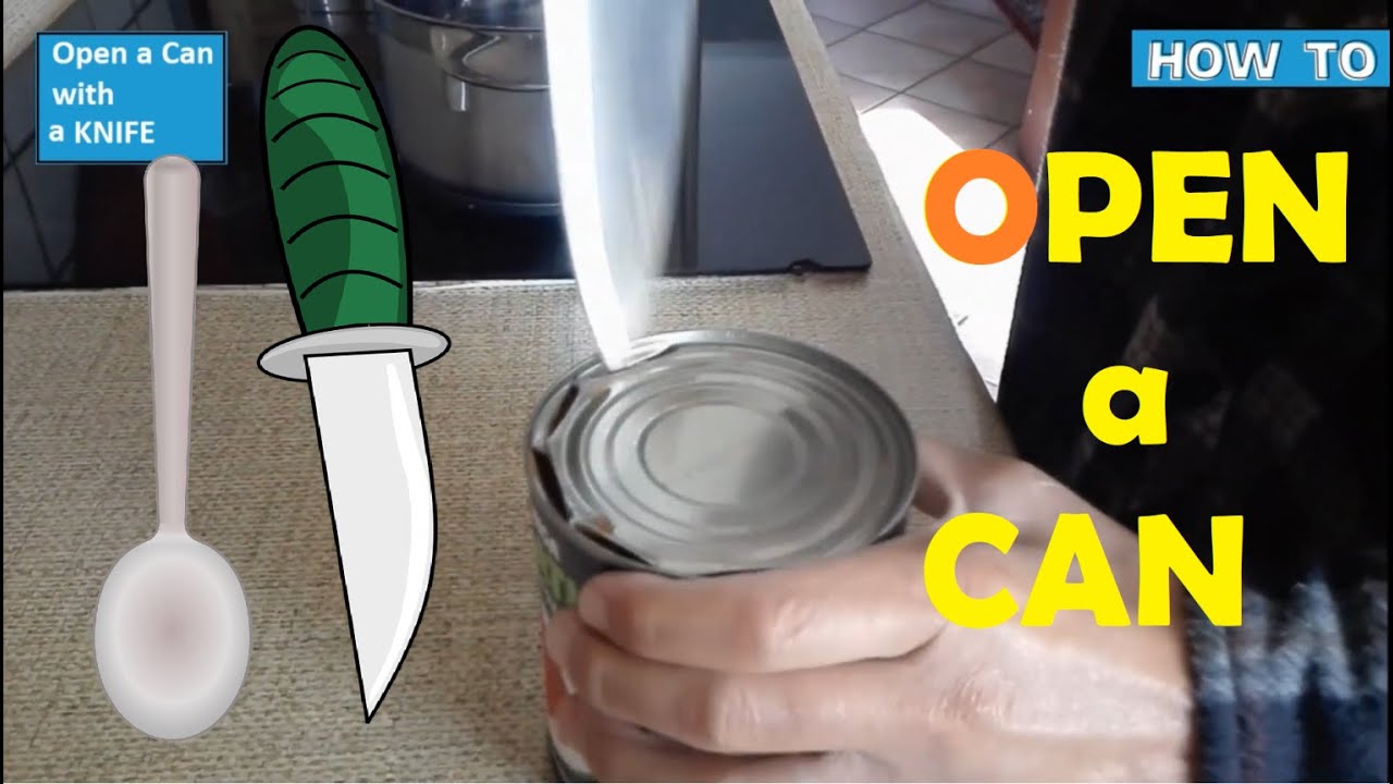 HOW TO Open a Can without a can opener | Using KNIFE or ...