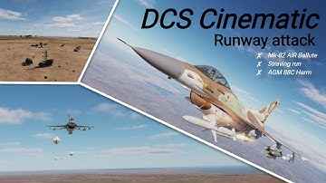 F-16 runway attack | Straving run and MK 82 Air Ballute bomb drop | #DCS Cinematic