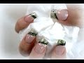 GELNÄGEL MIT TUNNELTIPS | Schräges Glitzer French mit 3D Blumen