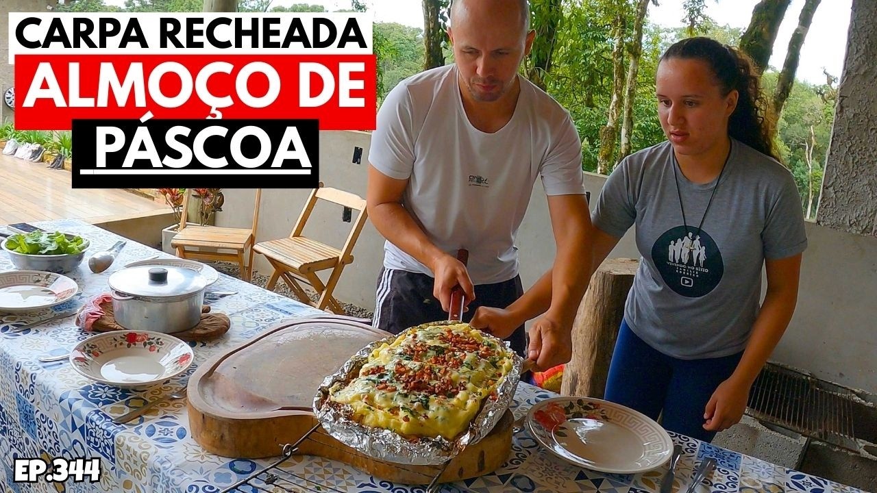 PREPARANDO ALMOCO DE PÁSCOA, CARPA RECHEADA ASSADA NA BRASA. EP244