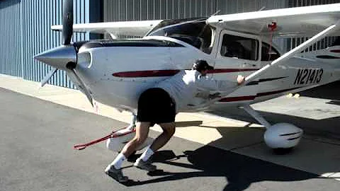 Harry Parks His Cessna 182