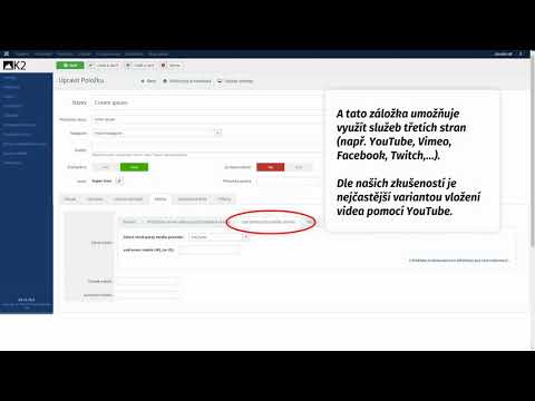 Návod: Joomla – Jak vložit video do článku K2 v záložce média (varianta 1)