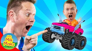 Five Monster Trucks & More | Kids Songs & Nursery Rhymes  | The Mik Maks