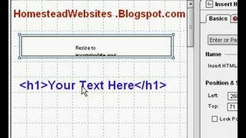 How to add H1(or, "Header/Head") Tags to  Homestead Websites