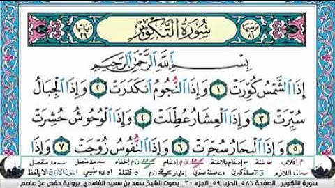 الجزء الثلاثون من القران الكريم(تلاوة الشيخ سعد الغامدي )
