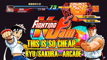 This Is So Cheap... | Ryu/Sakura - Arcade Mode - Capcom Fighting Jam | PS2