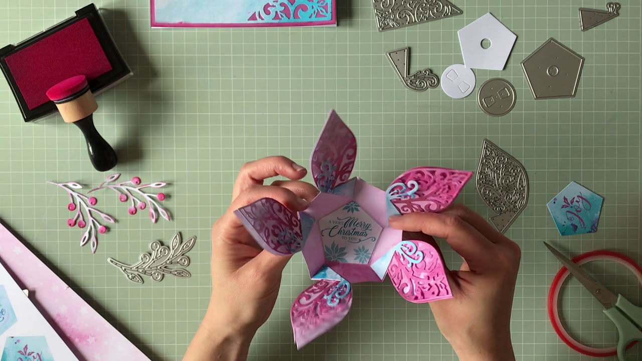 How to make a Pretty Poinsettia Twist & Reveal card - YouTube