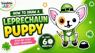 How to Draw a Cute Leprechaun Puppy 🍀🐶 | Easy Step-by-Step Drawing for Kids (6 Minutes)