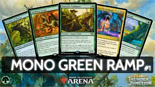 🟢 Mono Green Ramp, 56% Win Rate, part 1 | MTG Arena | Explorer | BO3 | Outlaws of Thunder Junction