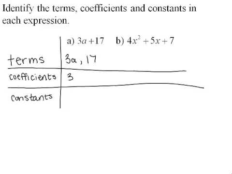 Terms, Coefficients, Constants - YouTube
