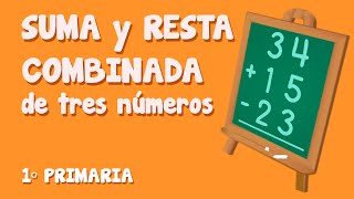 Sumas y restas combinadas de tres números para niños de Primaria (2/3)