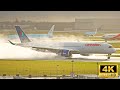 Winter madness at schiphol airport  planespotting with snowfall  golden hour and close up action