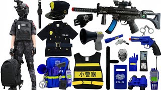 Police weapon toy set unboxing, M416 automatic rifle, gun toy gun, police toy set, revolver,gas mask