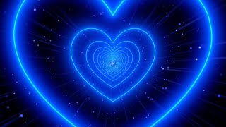 Neon Heart Tunnelblue Heart Background Led Lights Heart Wallpaper Love Heart Tunnel Loop 3-Hour