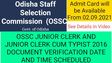 OSSC JUNIOR CLERK DOCUMENT VERIFICATION 2021 | OSSC JUNIOR CLERK 2016 DOCUMENT VERIFICATION |
