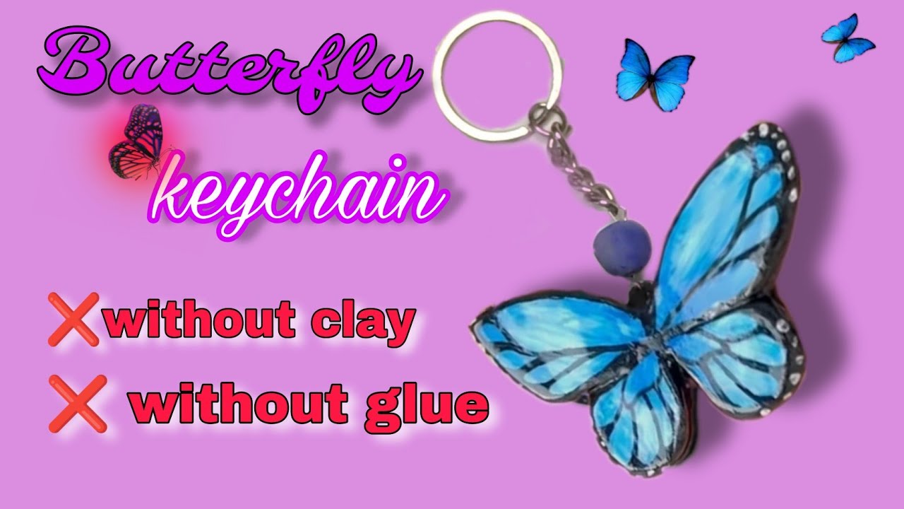 バタフライキーホルダー　オイル無し Create Your Own Butterfly Keychain Without Clay - YouTube