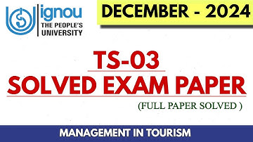 IGNOU TS-3 Dec 2024 Solved Paper | Management in Tourism | 10 Answers