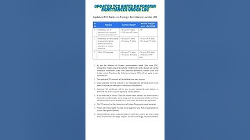 📌Updated TCS Rates on Foreign Remittances under LRS #shorts #youtubeshorts #trending #viralvideo