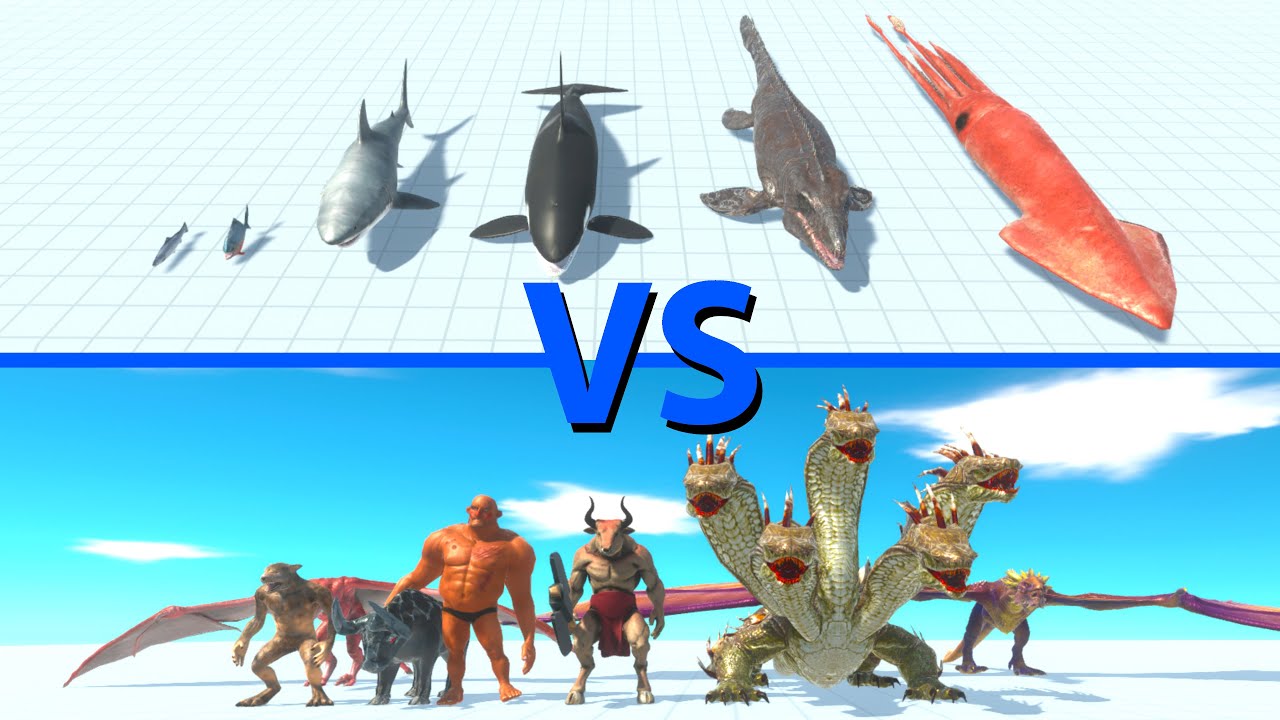 NEW AQUATICS Team vs FANTASY Team - Animal Revolt Battle Simulator