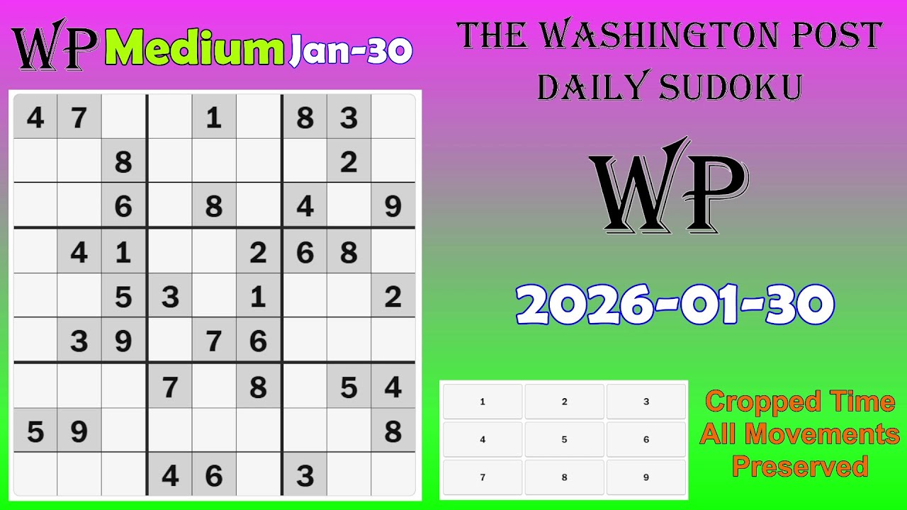 The Washington Post Daily #Sudoku 2026-01-30 Medium - YouTube