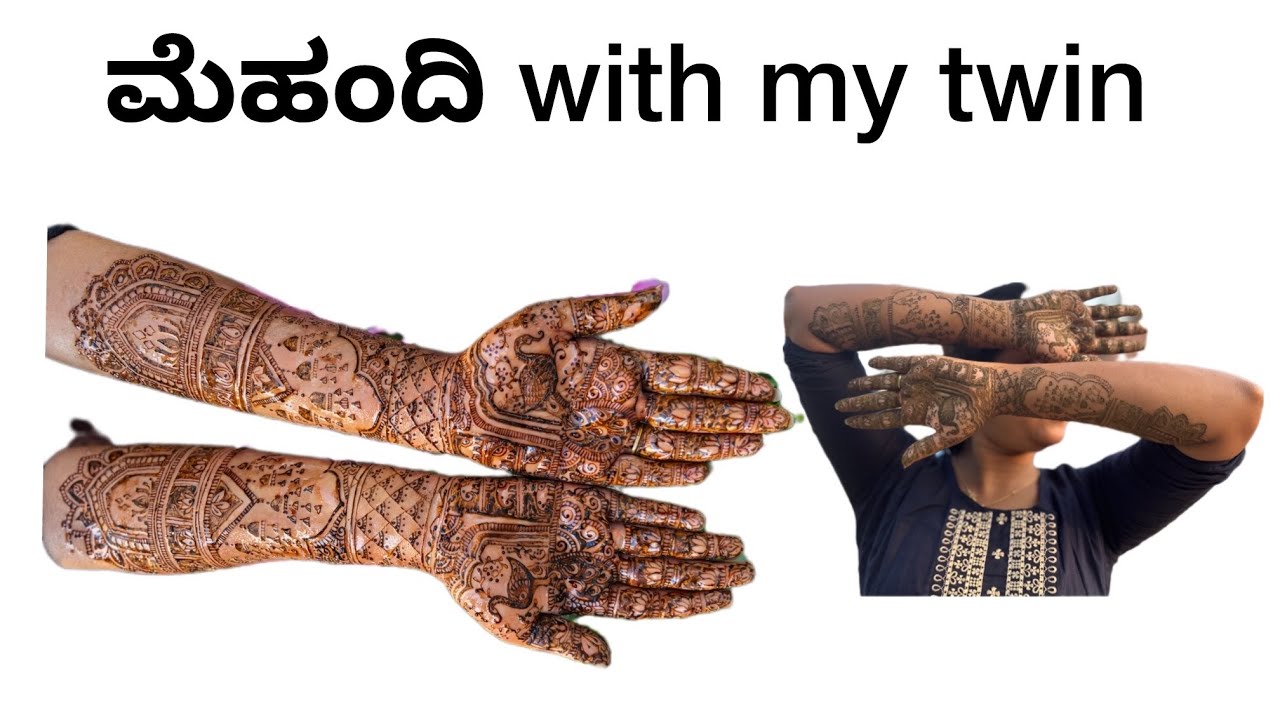ಮೆಹಂದಿ with my twin #trending #mehandi #mehandidesign #gagana.gayathri.twins 