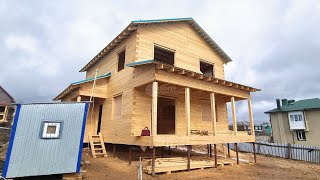 Сдан двухэтажный деревянный дом 8 на 10 под усадку с террасой и пристройкой в Сыктывкаре. План дома