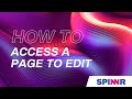 How to Access a Page to Edit from WordPress on SPINNR