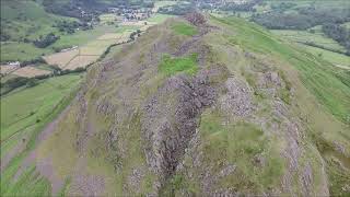 Helm Crag and The Howitzer, Grasmere, The Lakes from ariel view.